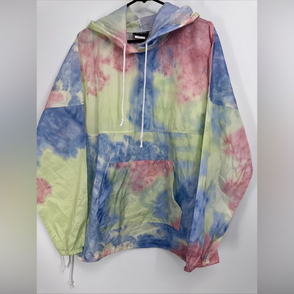 Spirit Jersey L Lightweight Windbreaker LARGE Hooded Pullover JacketNWOT
